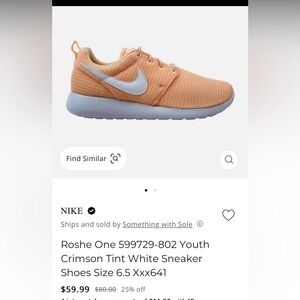 Nike Roche One 599729802 Youth Crimson Tint white sneakers. Very light wear. 5Y